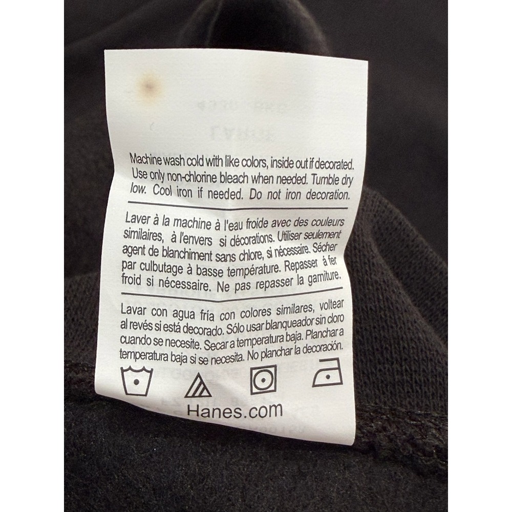 Hanes Premium EcoSmart Fleece Sweatshirt Mens Large Black Crewneck P0001 - Picture 6 of 6